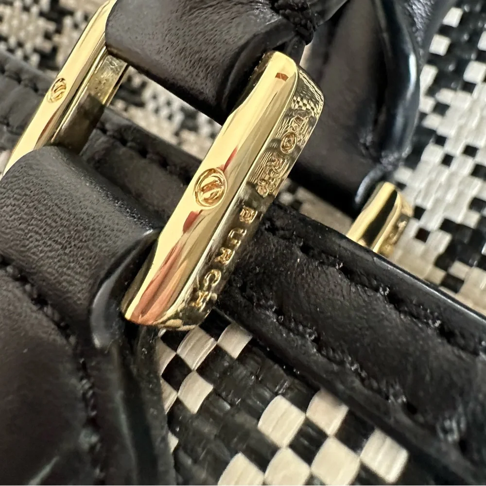Tory Burch Woven Robinson Foldover Messenger in Black and White Plaid